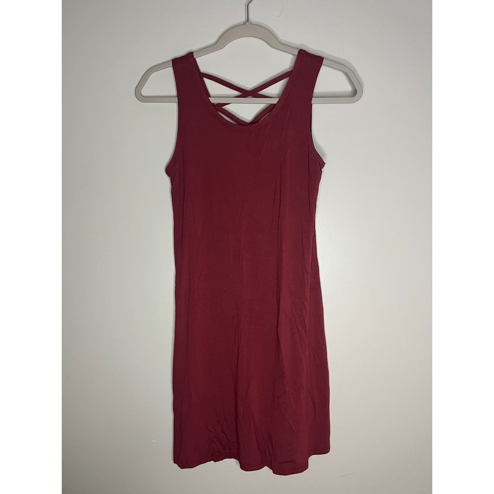 Prospect Blvd Burgundy Criss Cross Back Tank Top Scoop Neck Womens Size Small